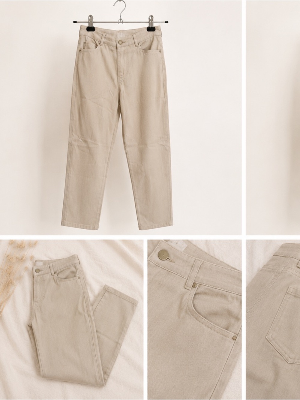 Sadie & Sage Light Beige Cropped Straight-Leg Pants